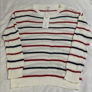 Anniewear Striped Sweater in White, Red, and Black